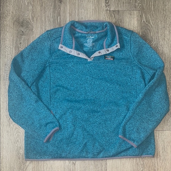 LL bean size 2x better sweater quarter button sweater in teal green pull over - Picture 1 of 6